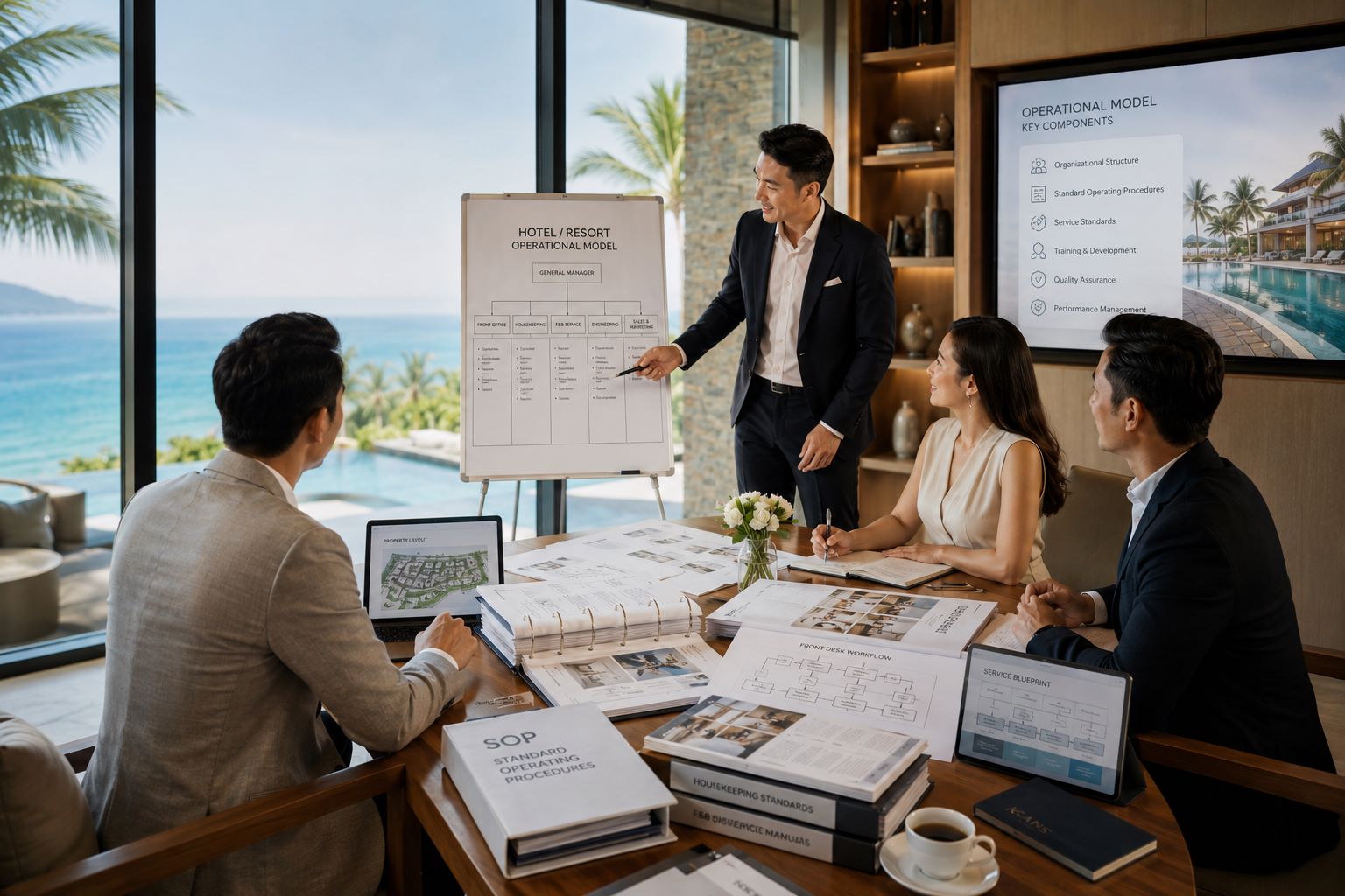 Kans Hospitality - Đơn Vị Tư Vấn Setup Khách Sạn/Resort Chuyên Nghiệp 4 Thiết lập mô hình đồng bộ giữa các bộ phận để đảm bảo hiệu suất cao hơn