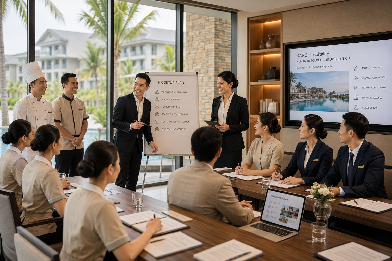 Kans Hospitality - Đơn Vị Tư Vấn Setup Khách Sạn/Resort Chuyên Nghiệp 7 Setup hệ thống nhân sự khách sạn/resort chuyên nghiệp trước khai trương