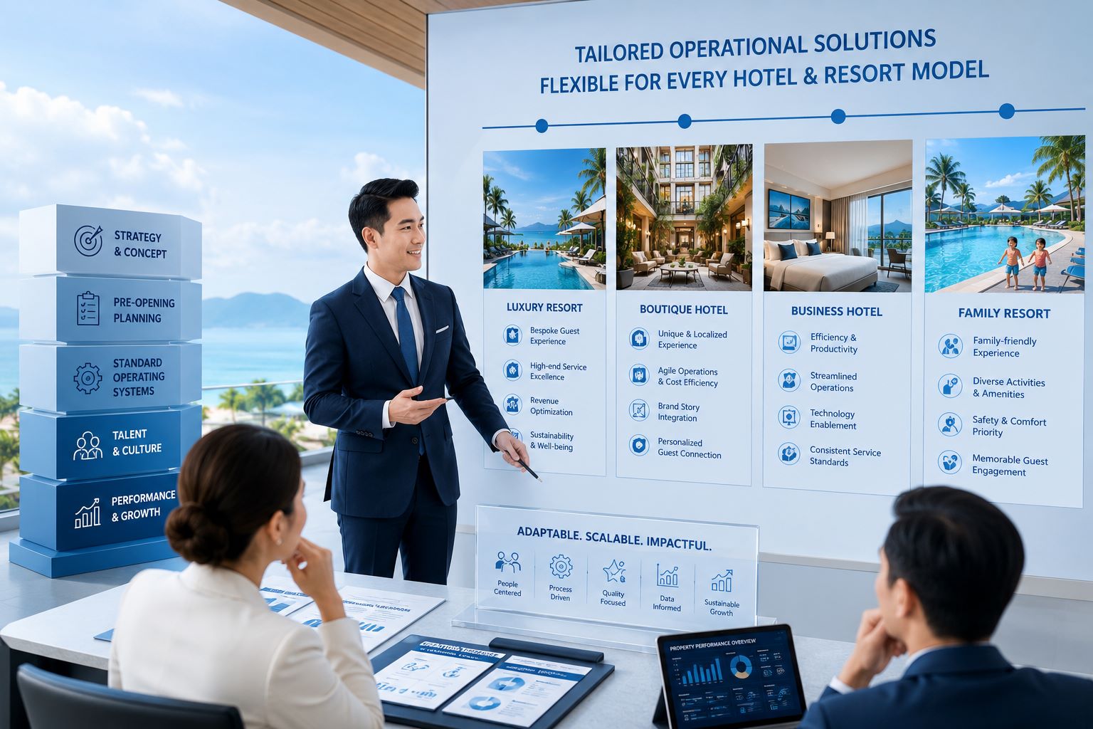 Kans Hospitality Cung Cấp Dịch Vụ Vận Hành Khách Sạn/Resort Chuyên Nghiệp Nhất 2026 8 Tùy chỉnh giải pháp vận hành phù hợp với từng mô hình