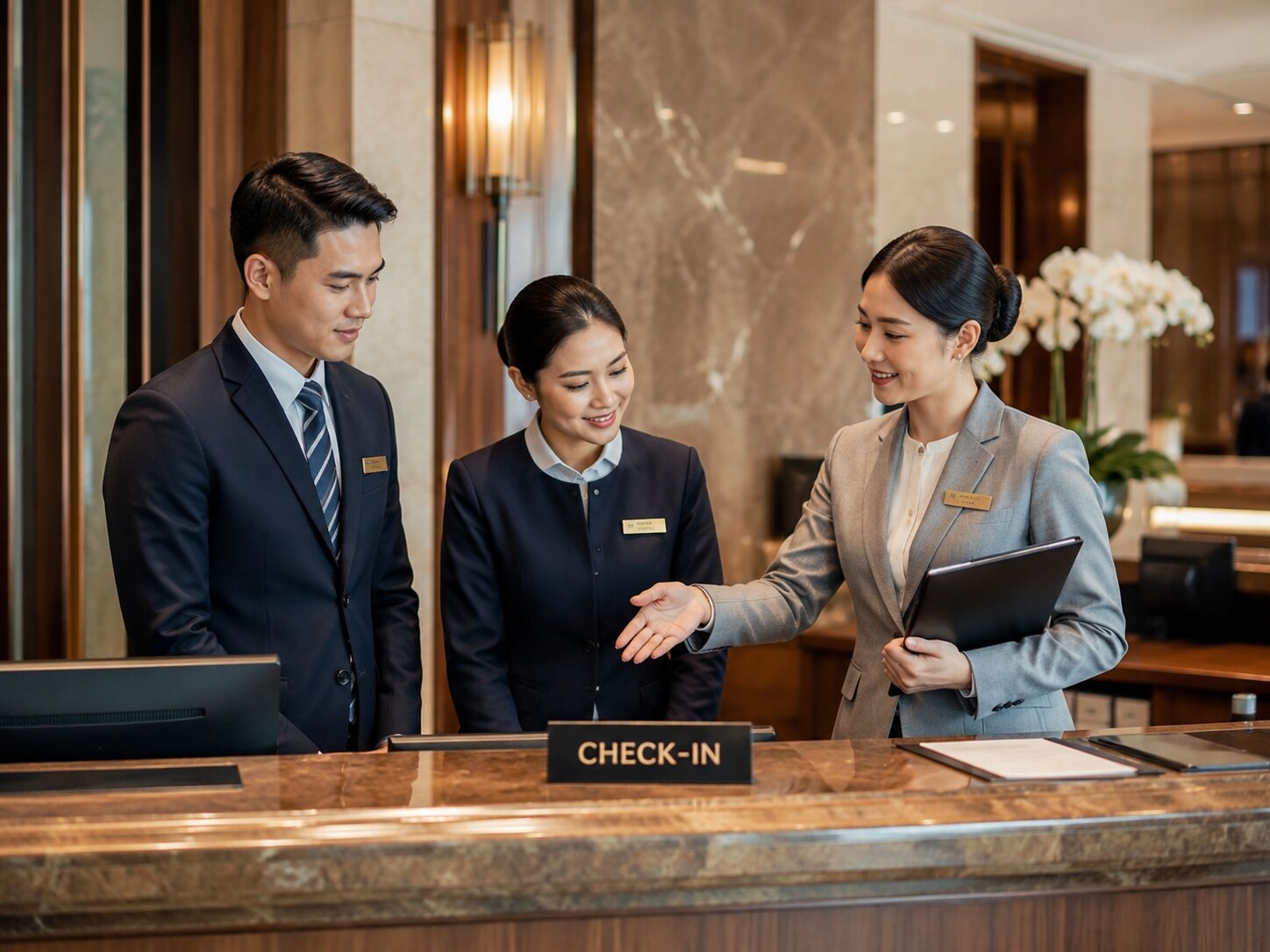 Tư vấn đào tạo nhân sự khách sạn cùng Kans Hospitality: Giải pháp xây dựng đội ngũ vận hành chuyên nghiệp 3 Đào tạo kỹ năng lễ tân và quy trình check-in chuyên nghiệp cho nhân viên khách sạn