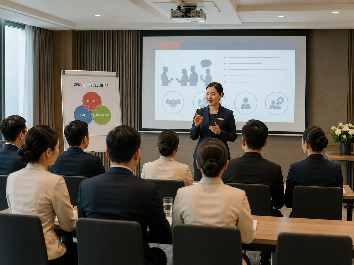Tư vấn đào tạo nhân sự khách sạn cùng Kans Hospitality: Giải pháp xây dựng đội ngũ vận hành chuyên nghiệp 4 Lớp đào tạo dịch vụ khách hàng, tập trung vào thái độ, kỹ năng và kiến thức nghề