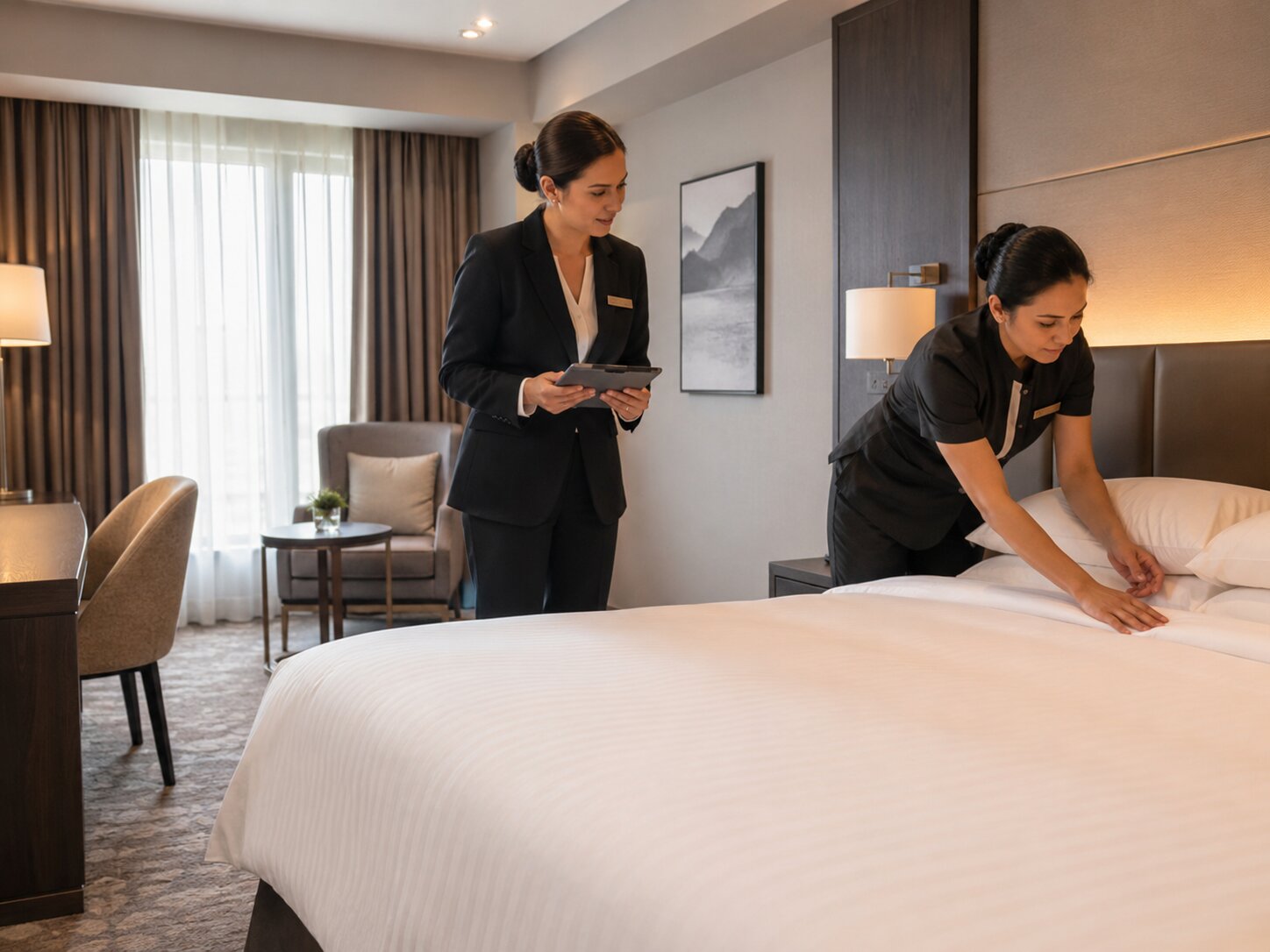 Giải pháp Tư vấn quản lý khách sạn giúp tối ưu doanh thu và vận hành bền vững 6 Đội ngũ vận hành kiểm tra chất lượng phòng trước khi đón khách