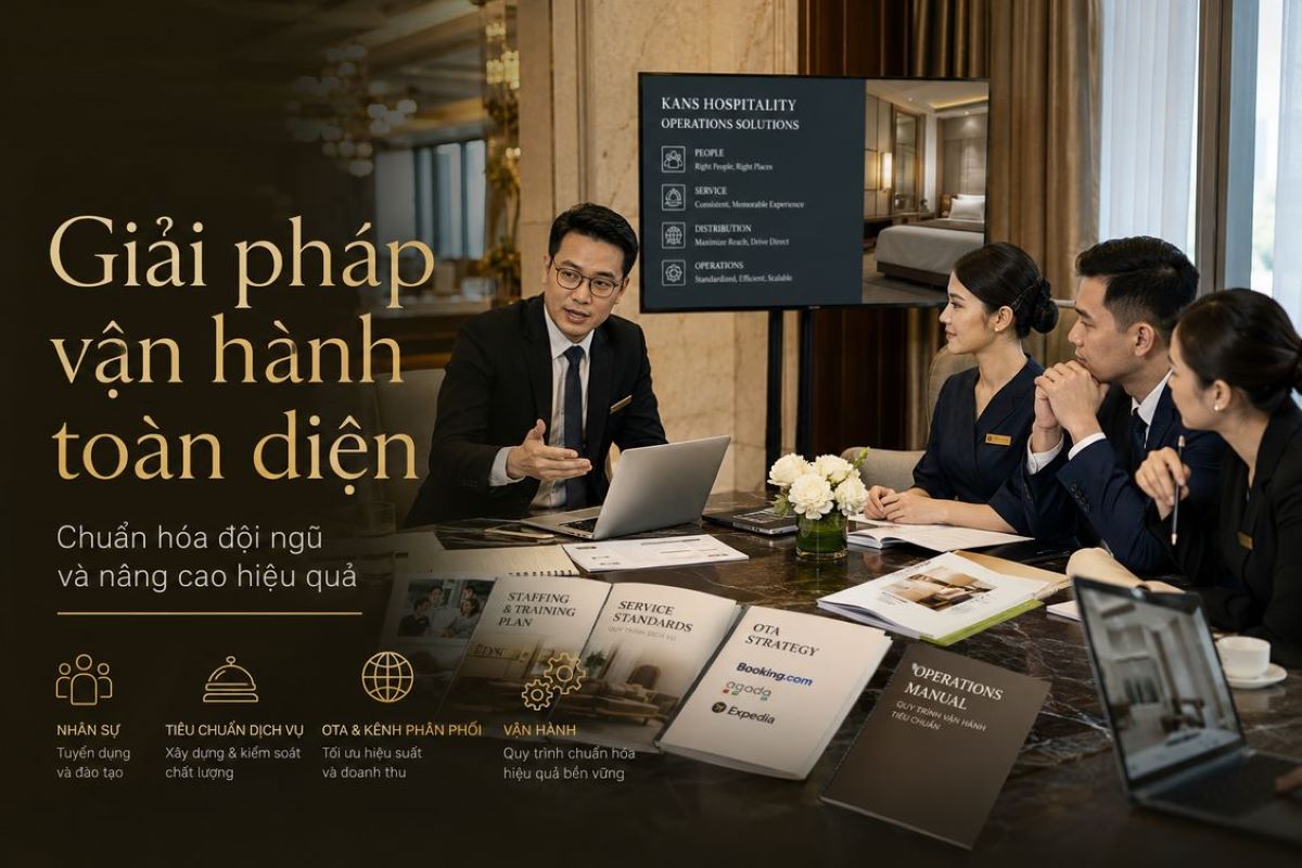Kans Hospitality - Đơn Vị Tư Vấn Vận Hành Khách Sạn Chuyên Nghiệp 5 Giải pháp vận hành toàn diện giúp khách sạn phát triển bền vững hơn