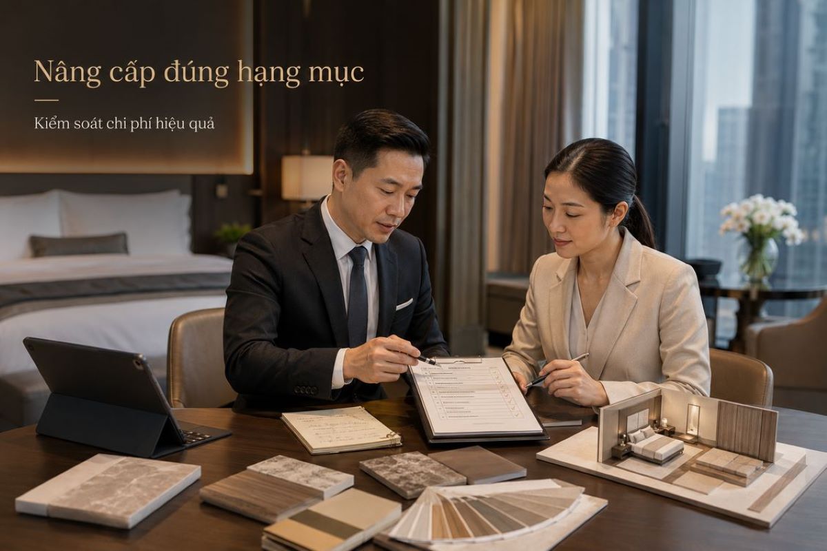 Trải Nghiệm Dịch Vụ Tư Vấn Renovate Khách Sạn Chuẩn Từ Kans Hospitality 3 Nâng cấp đúng hạng mục giúp khách sạn kiểm soát chi phí đầu tư