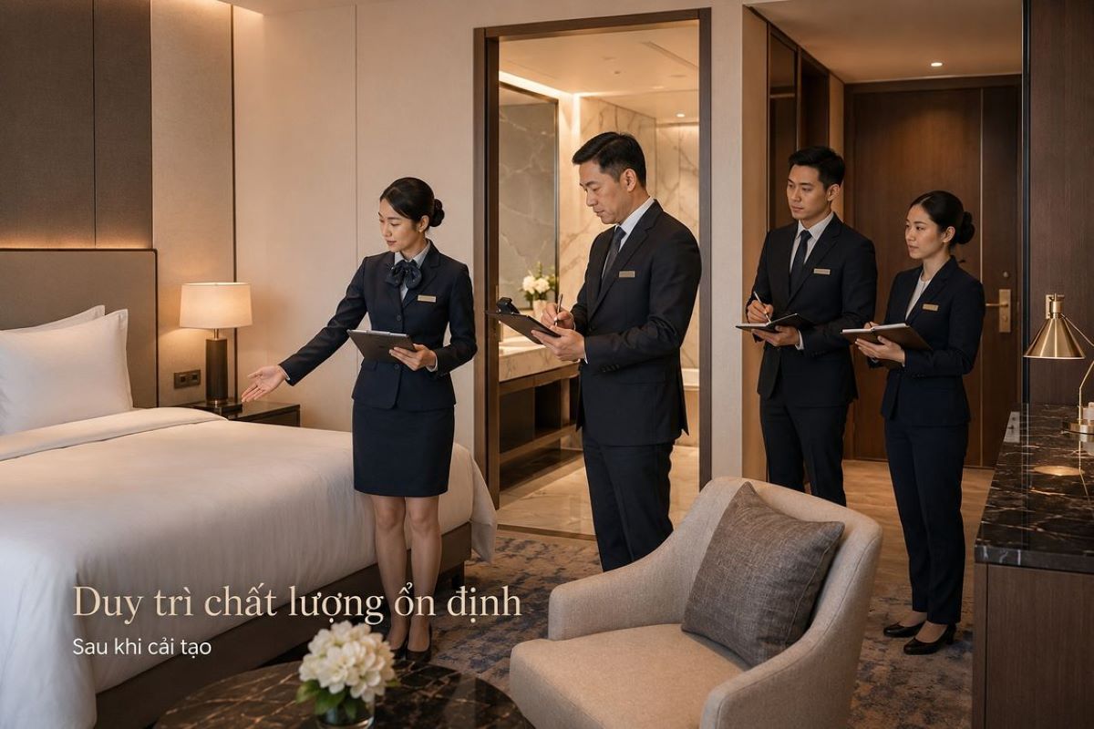 Trải Nghiệm Dịch Vụ Tư Vấn Renovate Khách Sạn Chuẩn Từ Kans Hospitality 9 Đồng hành vận hành sau cải tạo giúp khách sạn duy trì chất lượng ổn định
