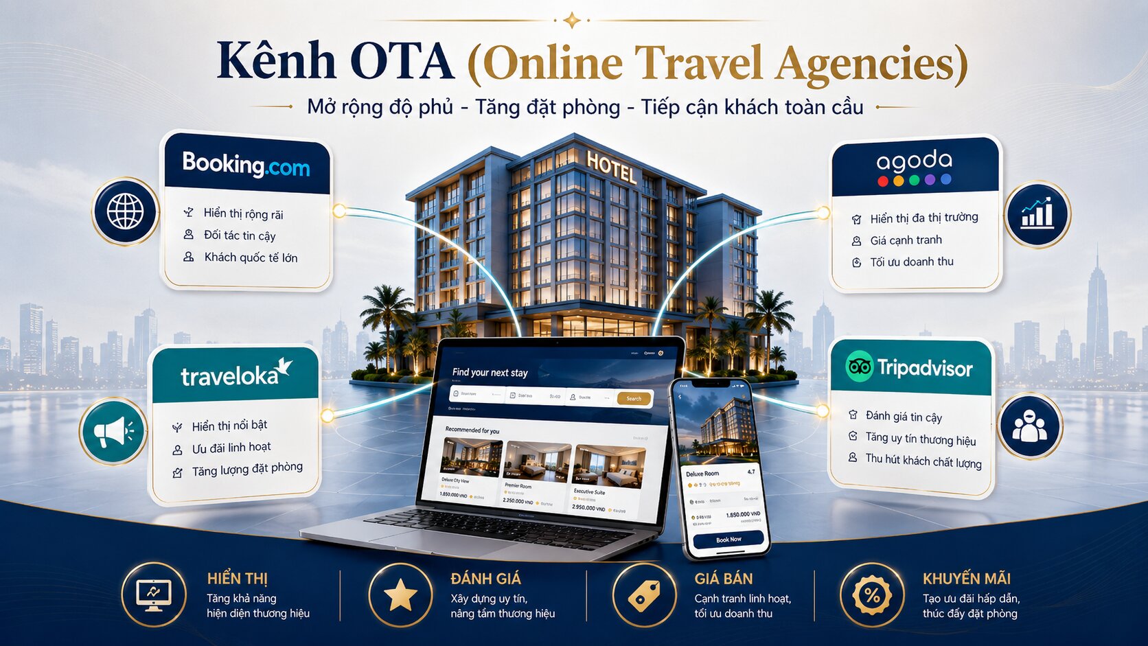 Tư vấn các kênh bán hàng ngành khách sạn hiệu quả: Xây dựng hệ thống phân phối tối ưu doanh thu 2 Hệ thống kênh bán hàng đa dạng giúp khách sạn mở rộng thị trường và tối ưu doanh thu