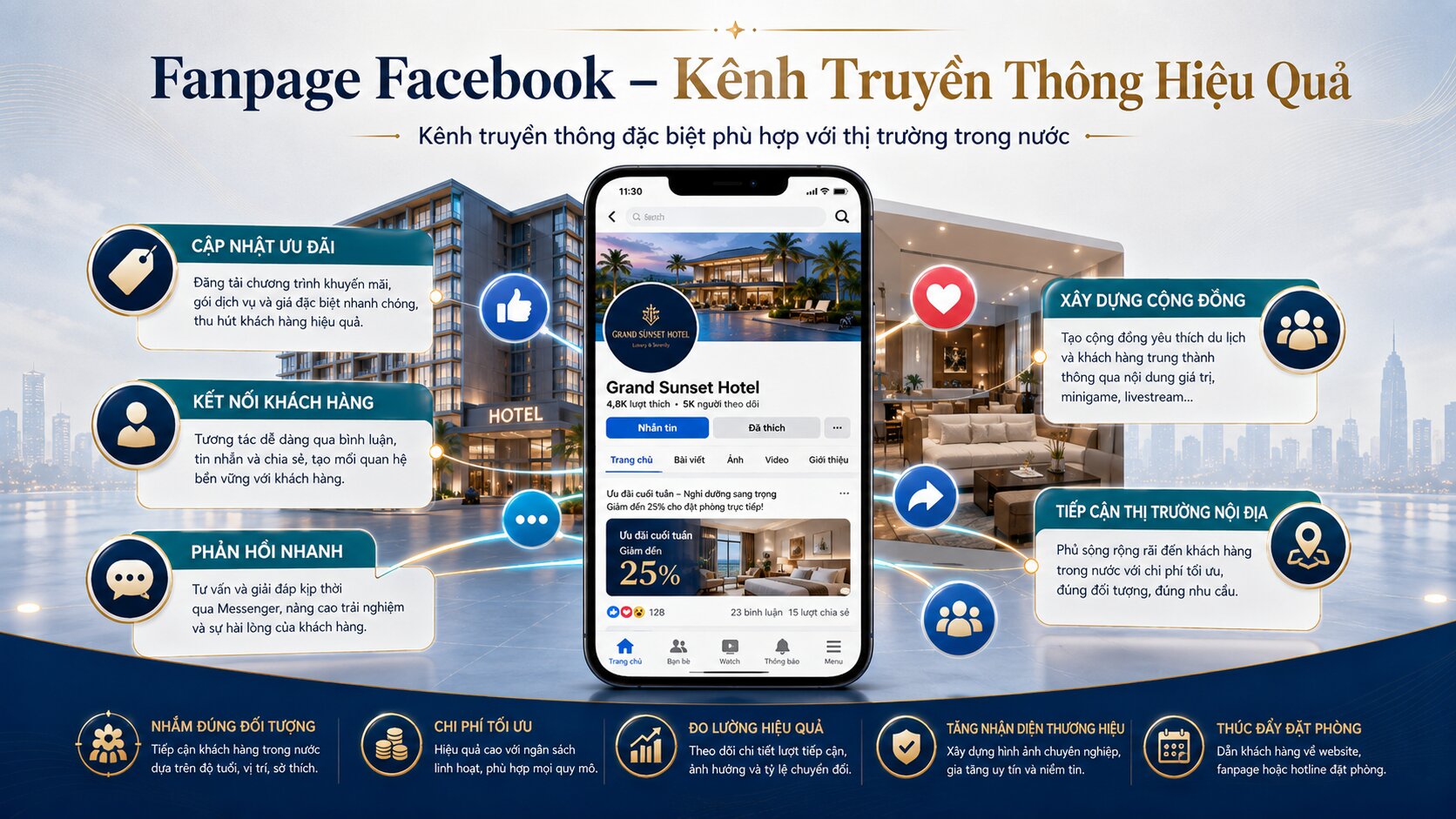 Tư vấn các kênh bán hàng ngành khách sạn hiệu quả: Xây dựng hệ thống phân phối tối ưu doanh thu 3 Fanpage Facebook là kênh truyền thông đặc biệt phù hợp với thị trường trong nước