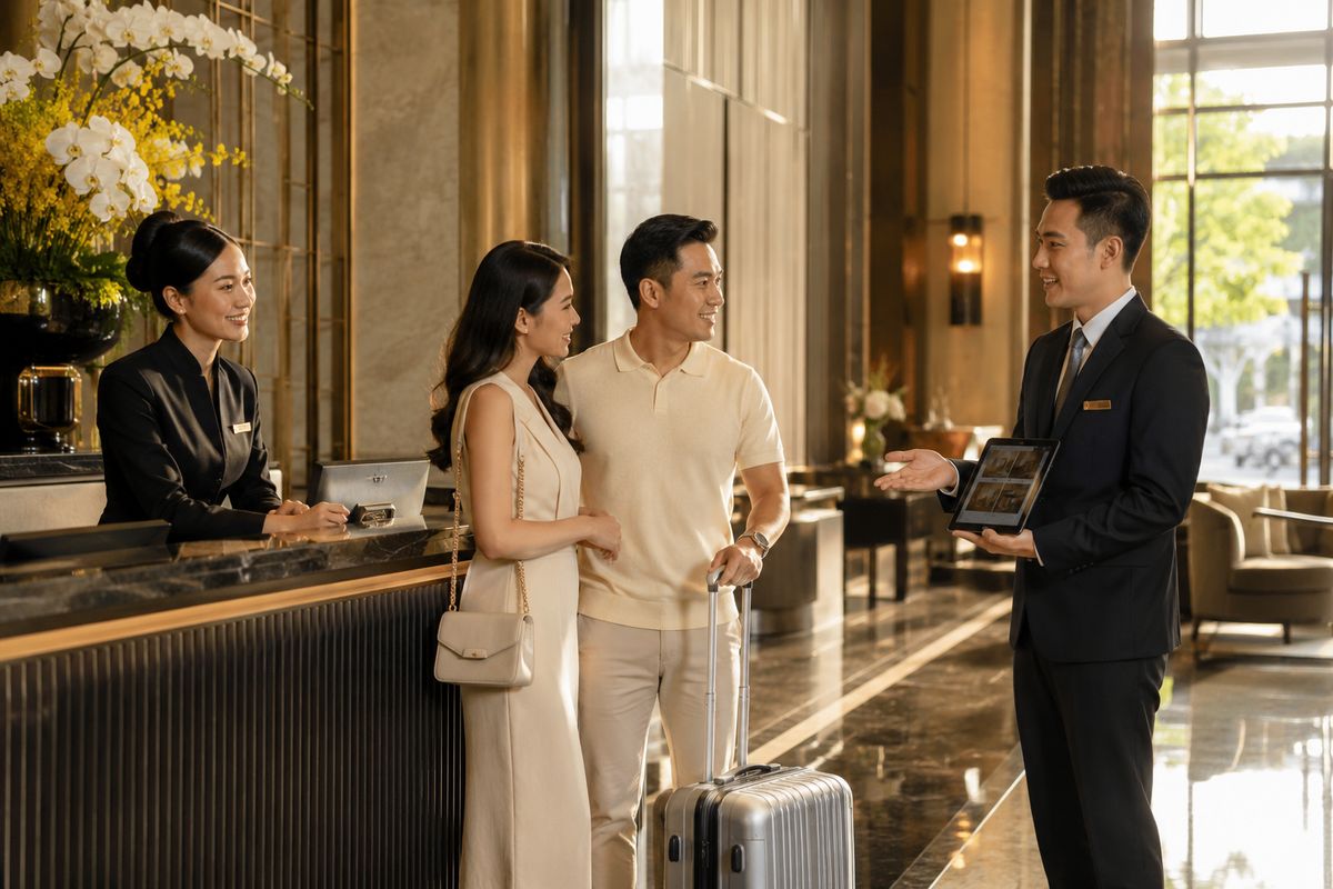 Tối ưu hóa Reception Checklist giúp lễ tân vận hành chính xác 2 Ca chiều tập trung nâng cao trải nghiệm check-in và khai thác cơ hội upselling