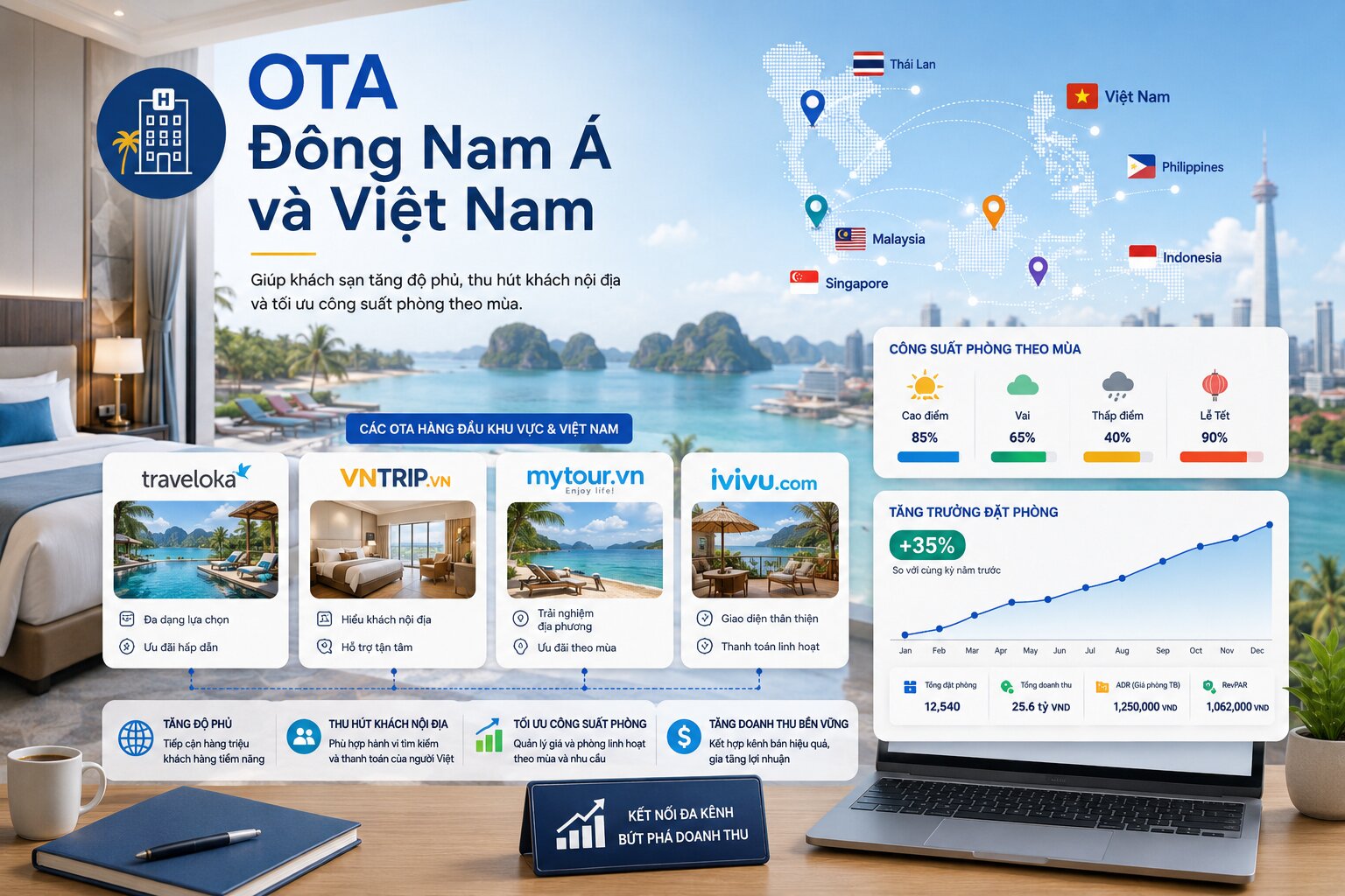 Danh sách các OTA quốc tế & các OTA nội địa giúp tăng trưởng doanh thu vượt bậc 4 Danh sách Các OTA khu vực Đông Nam Á và Việt Nam giúp khách sạn tăng độ phủ